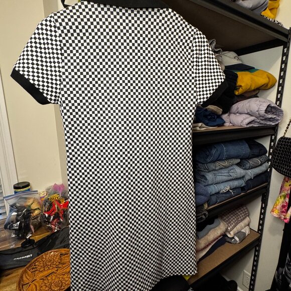 Urban Revivo Checker Mini Dress | Size L | Stretch Knit | Snap-Front - Picture 4 of 8